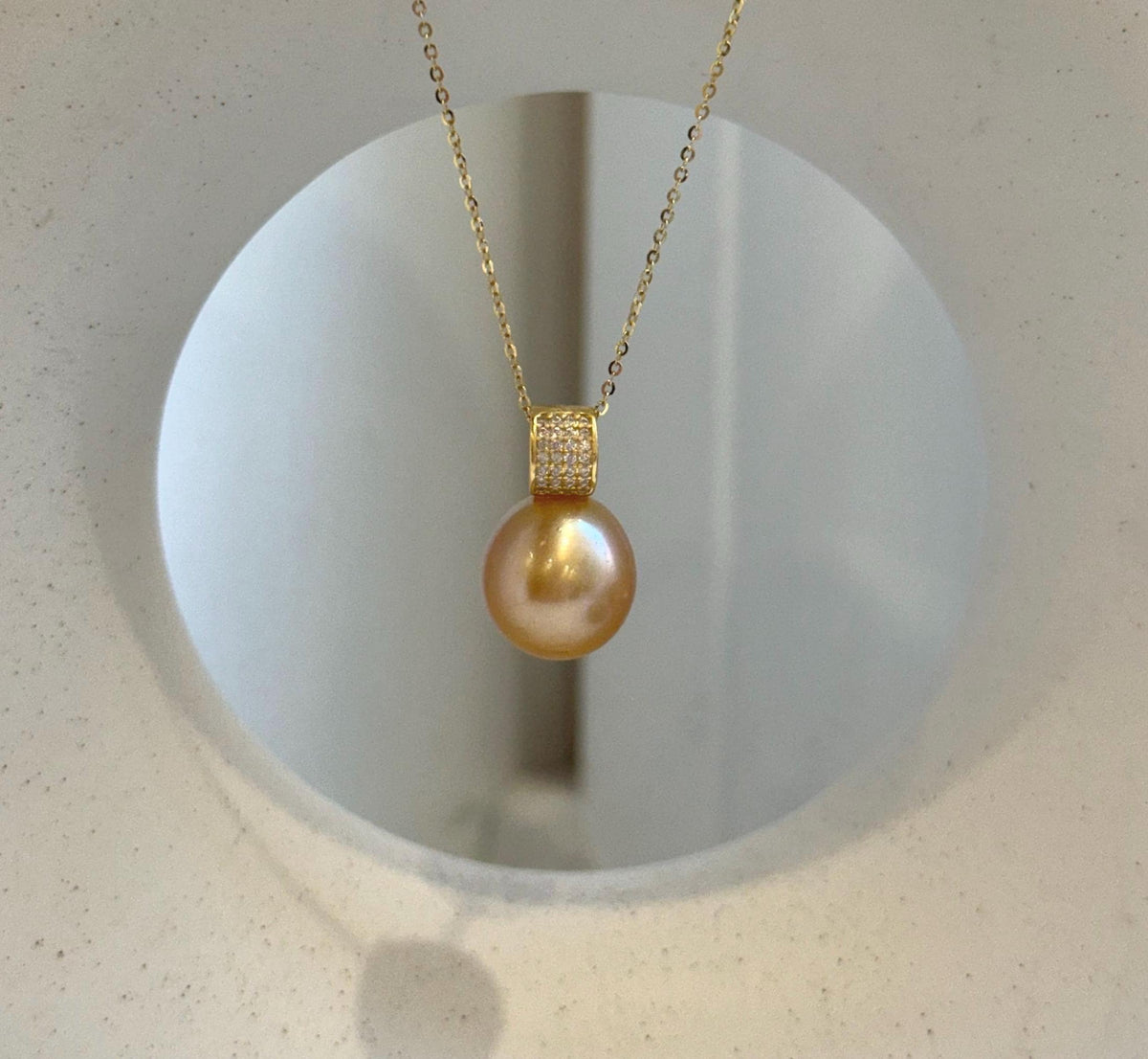 Elly’s 13.2mm Huge Genius South sea Deep gold ocean pearl cool fancy Pendant for her birthday