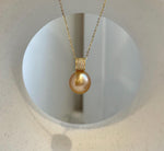 Elly’s 13.2mm Huge Genius South sea Deep gold ocean pearl cool fancy Pendant for her birthday