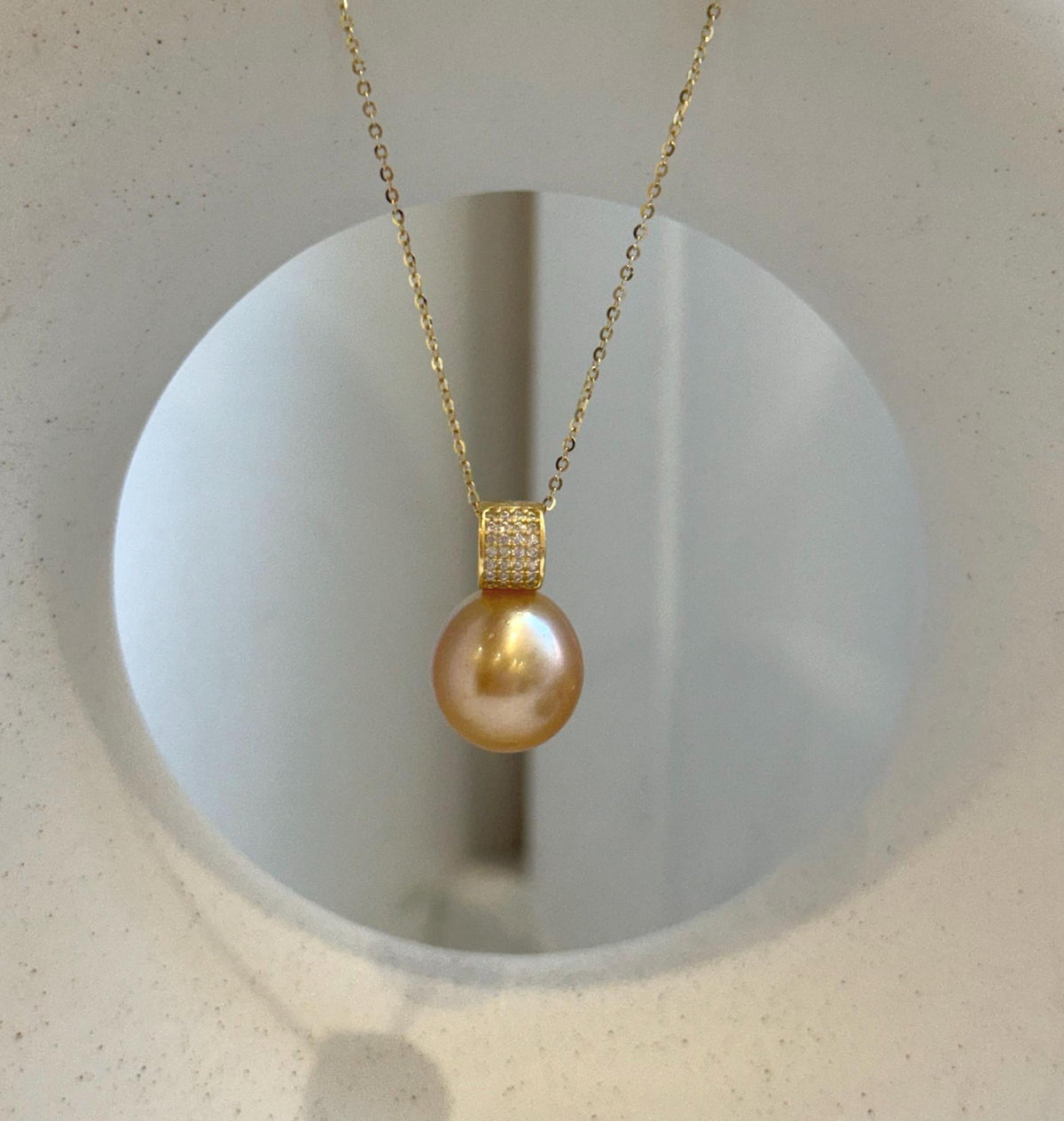 Elly’s 13.2mm Huge Genius South sea Deep gold ocean pearl cool fancy Pendant for her holiday