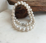 Elly’s 47pcs Edison white Round Pearls Necklace Strand: Extreme luster mirrored, 9-11mm, 19.3”, S925 silver necklace.