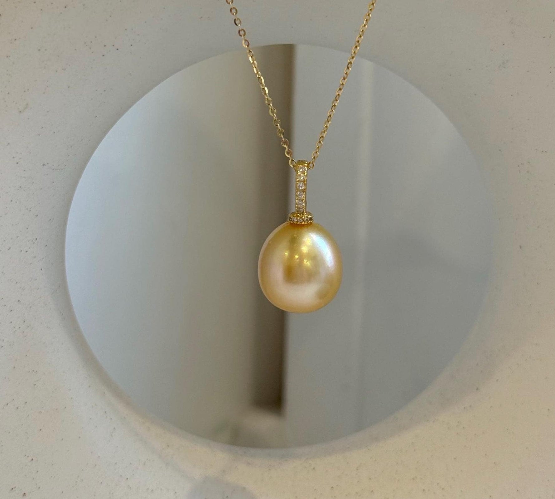 Elly’s 13.9mm Huge Genius South sea Deep Tea gold ocean pearl high quality fancy cool daily office Pendant for her anniversary