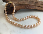 peach gold freshwater pearls necklace strand