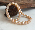 peach gold freshwater pearls necklace strand
