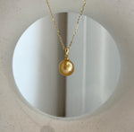 Elly’s 10.1mm South Sea deep Gold ocean Pearl pendant: Extreme luster mirrored, 1.7cm high, S925 silver pendant.