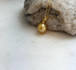 Elly’s 10.1mm South Sea deep Gold ocean Pearl pendant: Extreme luster mirrored, 1.7cm high, S925 silver pendant.
