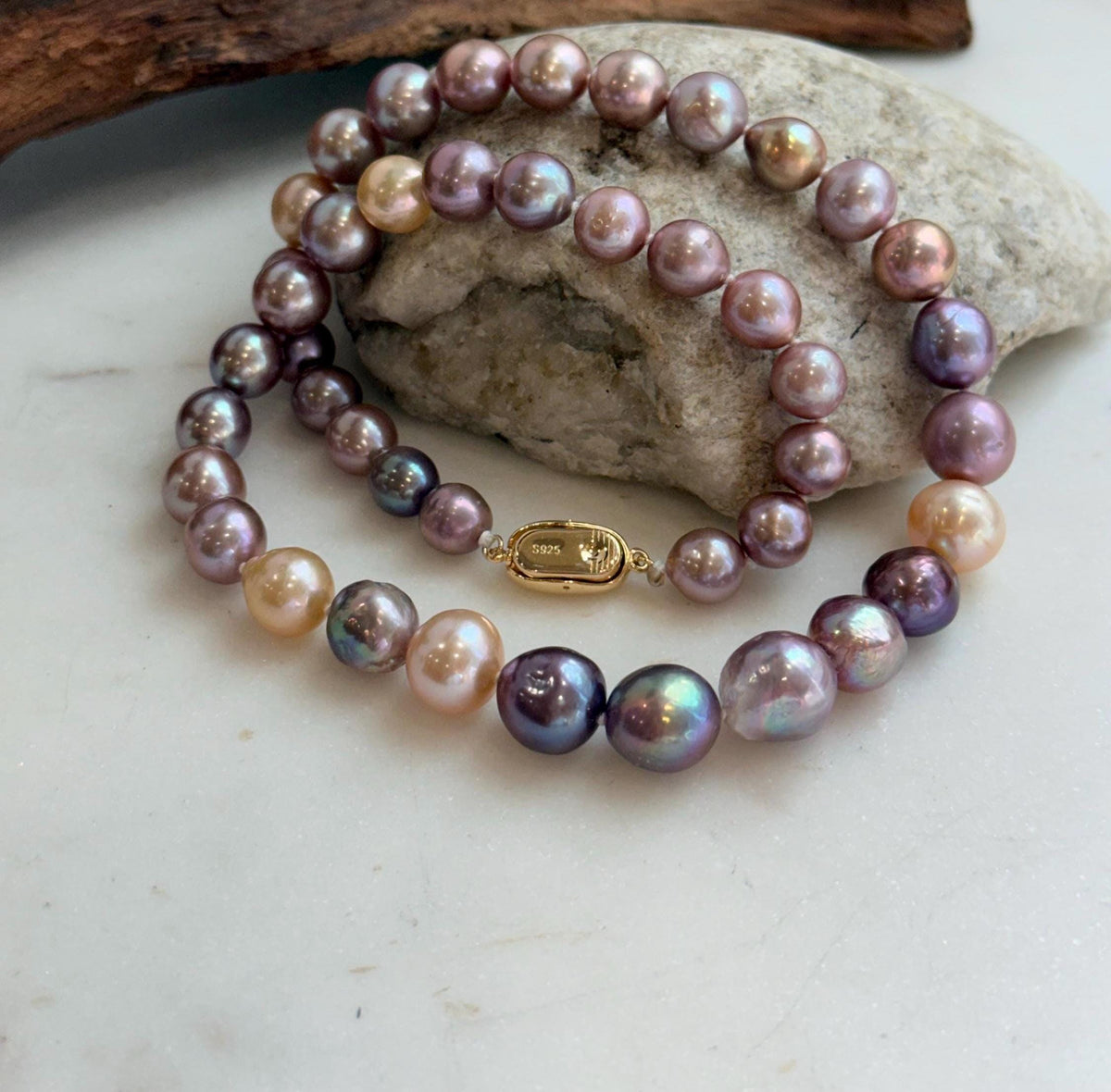 multicolor Edison pearls necklace strand for her anniversary
