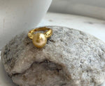 Elly’s 11.4mm South sea deep tea golden ocean pearl Ring: Extreme luster mirrored, S925 silver with gold plated adjustable Vintage Ring.