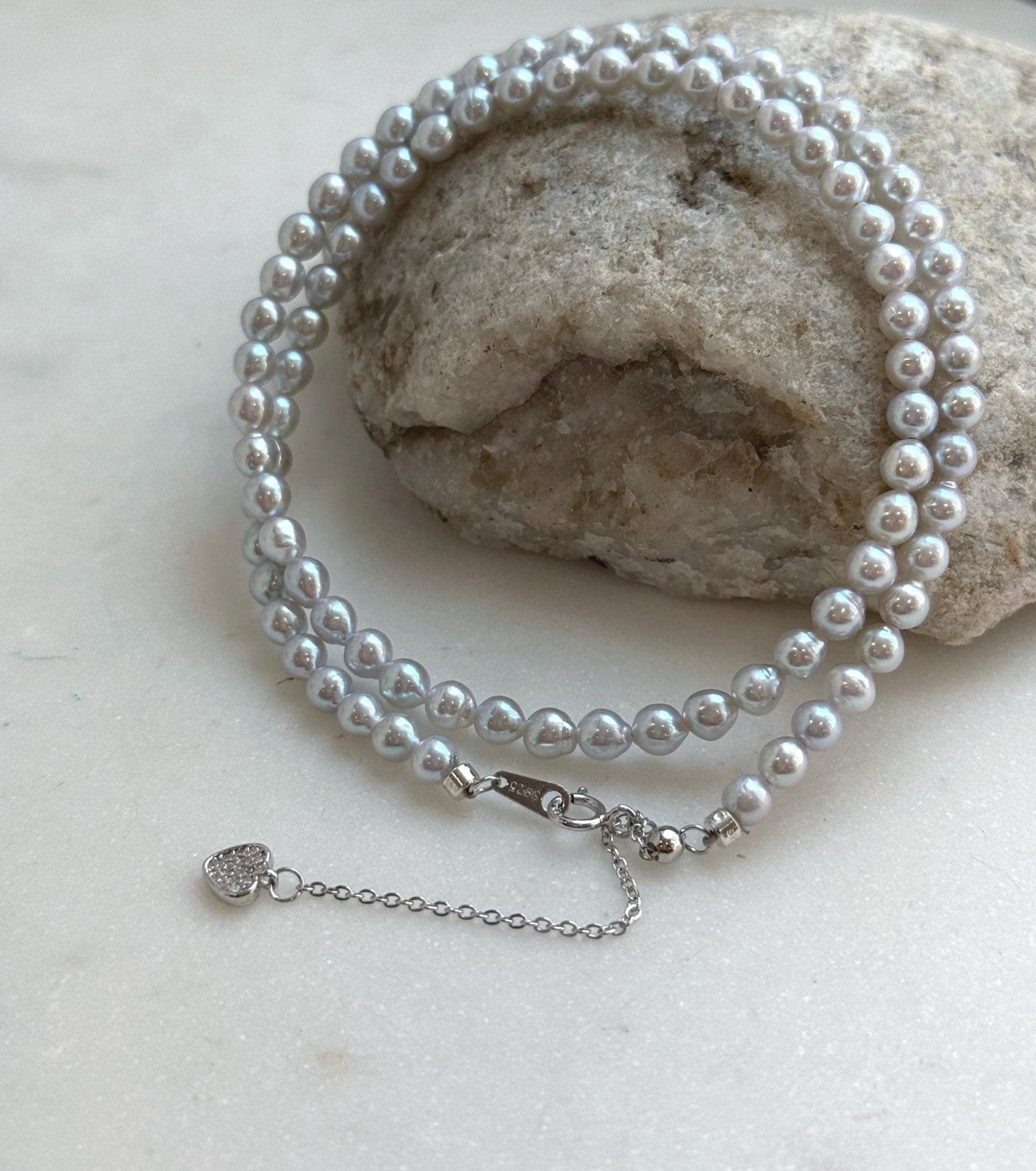 silver small pearls necklace