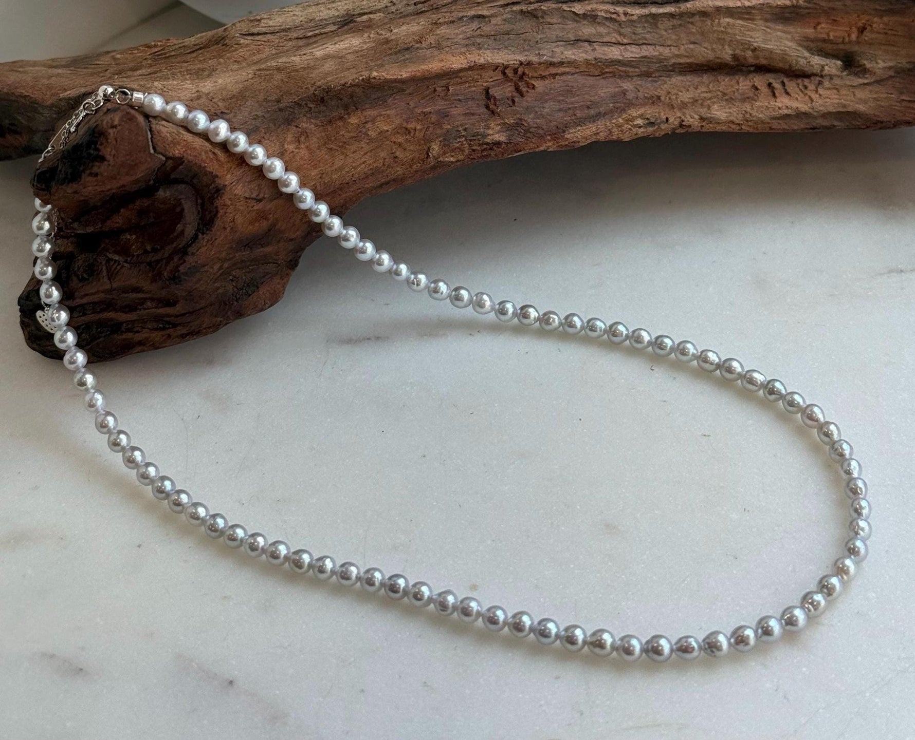 blue small pearls necklace