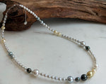 Elly’s Multicolor ocean white Freshwater pearls necklace:Extreme luster mirrored, 19.3”, S925 silver necklace strand.