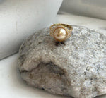 Elly’s 11mm South sea deep gold ocean pearl Ring: Extreme luster mirrored, S925 silver with gold plated adjustable Vintage Ring.