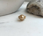 Elly’s 11mm South sea deep gold ocean pearl Ring: Extreme luster mirrored, S925 silver with gold plated adjustable Vintage Ring.