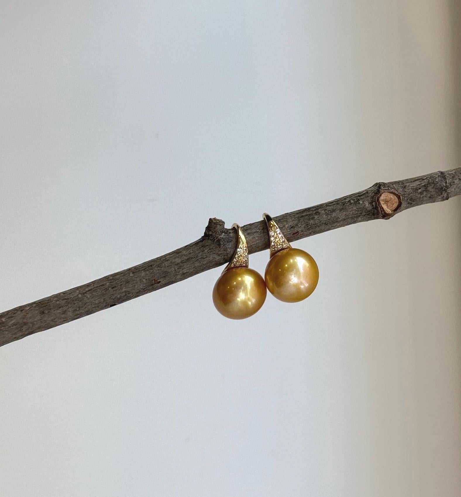 Edison golden pearl earrings hooks