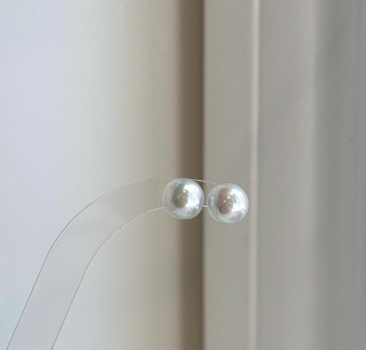cool white blue Edison pearls earrings