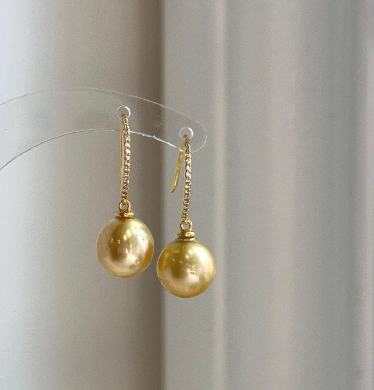 south sea golden ocean pearls sterling silver Earrings hooks for her