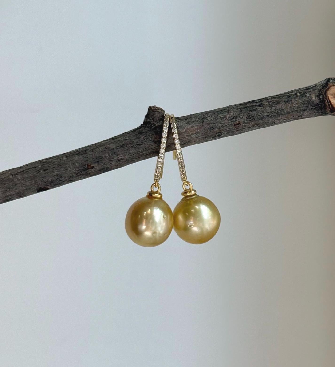 south sea golden ocean pearls sterling silver Earrings hooks for her birthday