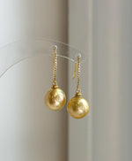 south sea golden ocean pearls sterling silver Earrings hooks for her anniversary