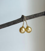south sea golden ocean pearls sterling silver Earrings hooks for her