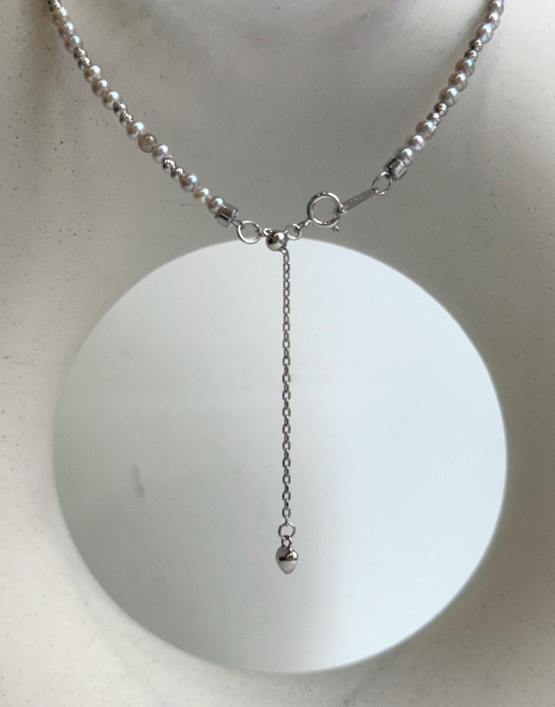 Akoya ocean small pearls Sterling silver necklace strand for her  birthday