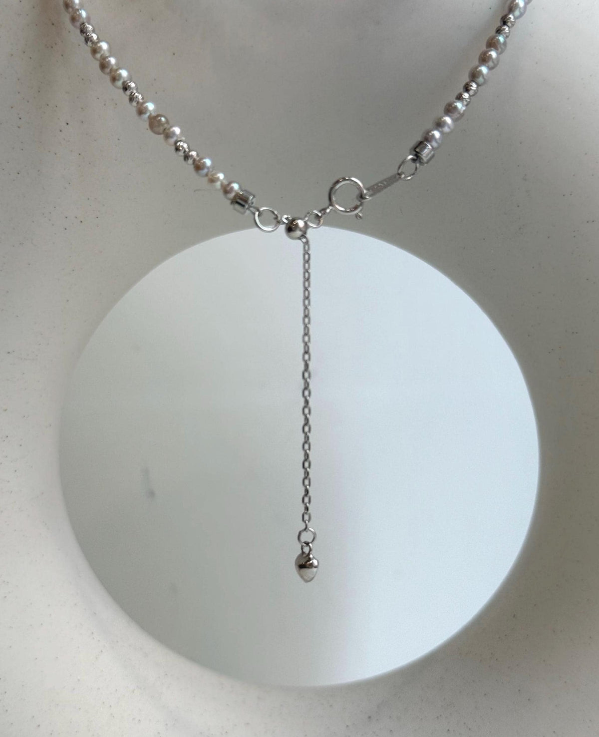 Akoya ocean small pearls Sterling silver necklace strand for her