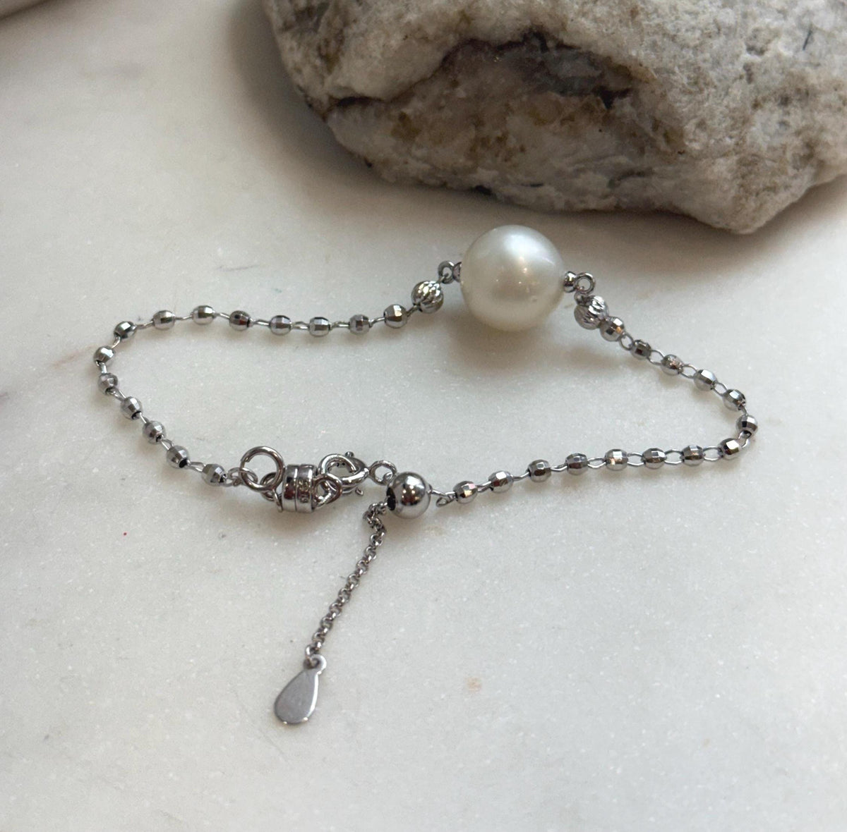 south sea white ocean pearl Stering silver adjustable bracelet for her
