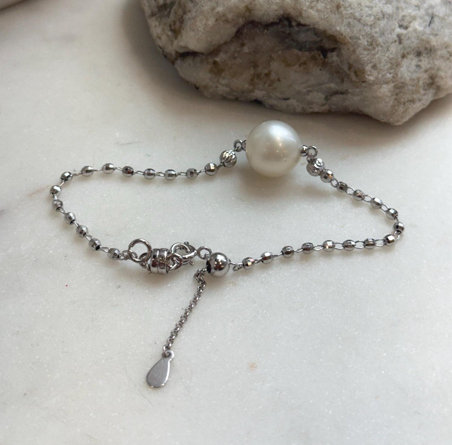 south sea white ocean pearl Stering silver adjustable bracelet for her