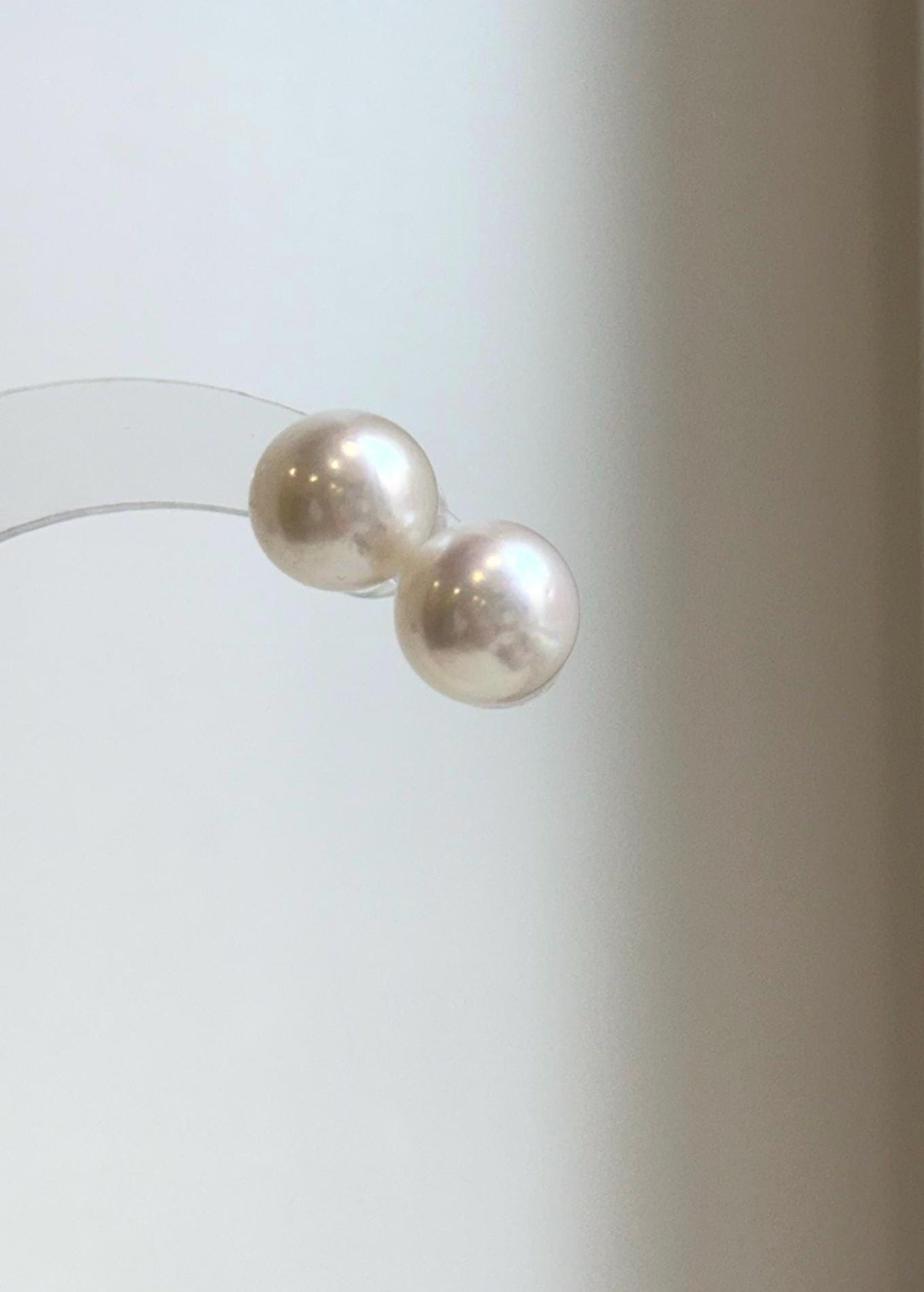 Elly’s 11.7mm White Edison Pearls Earrings Studs: Extreme luster Mirrored, S925 silver minimalist earrings studs.
