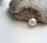 Elly’s 13.4mm White Edison Pearl pendant: Extreme luster mirrored, 1.8cm high, S925 silver minimalist pendant.