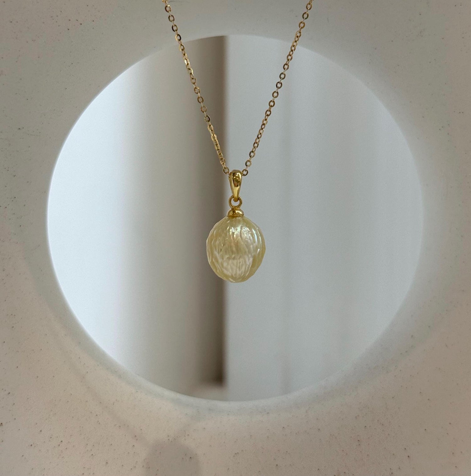south sea golden carved ocean pearl s925 silver pendant for her