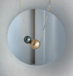 black gold south sea ocean pearls 18k gold floating pendant