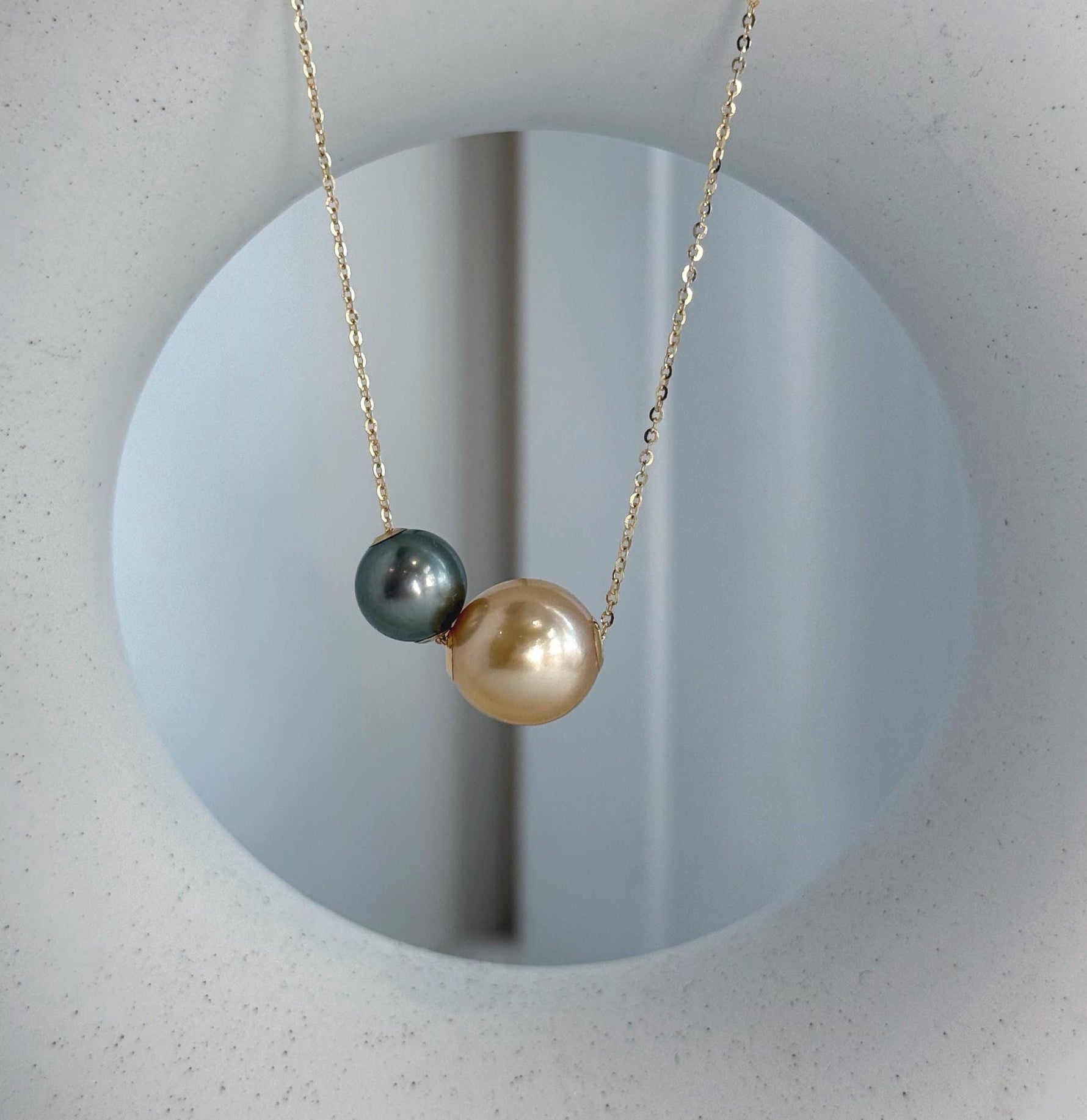black gold south sea ocean pearls 18k gold floating pendant