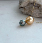 black gold south sea ocean pearls 18k gold floating pendant