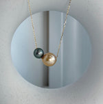 black gold south sea ocean pearls 18k gold floating pendant