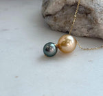black gold south sea ocean pearls 18k gold floating pendant