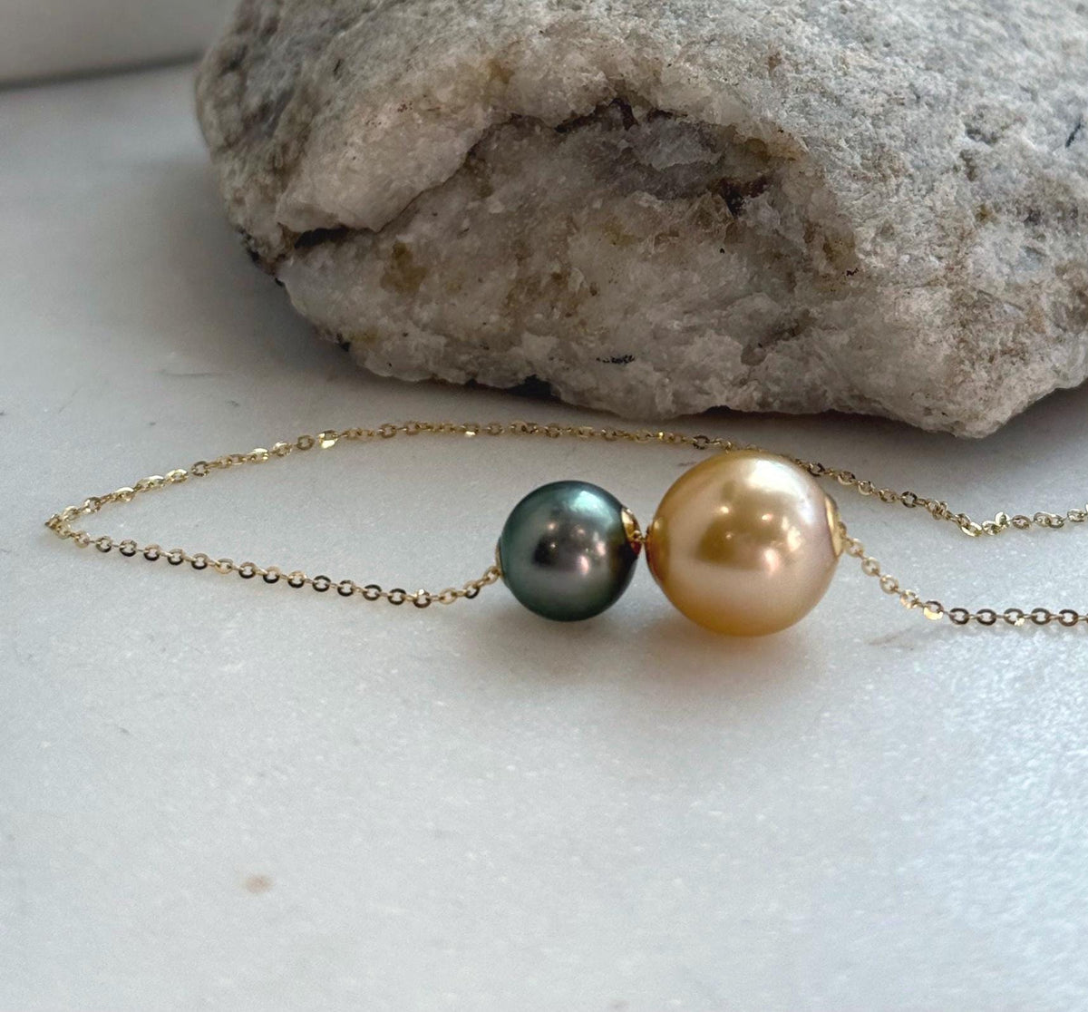 black gold south sea ocean pearls 18k gold floating pendant