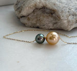 black gold south sea ocean pearls 18k gold floating pendant