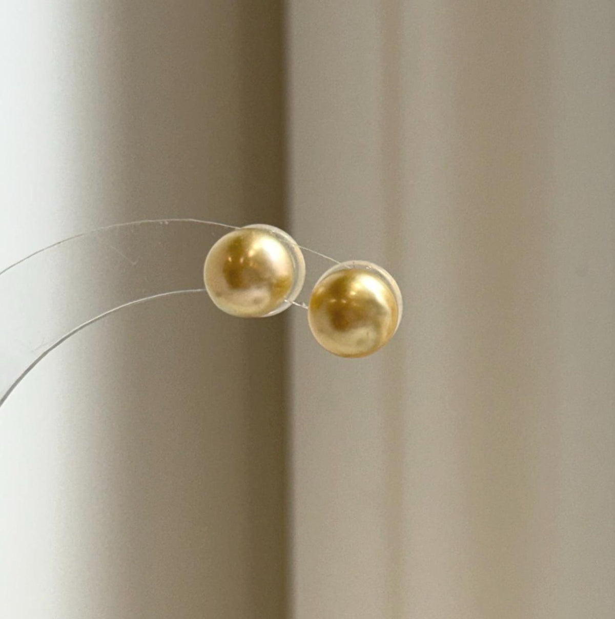 south sea deep tea golden ocean pearls S925 silver earrings studs