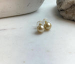 south sea deep tea golden ocean pearls S925 silver earrings studs