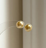 Elly’s 9.1mm Genius natural South sea deep tea gold ocean Pearls Earrings studs: Extreme luster, S925 silver earrings. 1 breath hole.