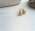 Elly’s 9.1mm Genius natural South sea deep tea gold ocean Pearls Earrings studs: Extreme luster, S925 silver earrings. 1 breath hole.