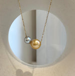 Gold silver ocean pearls 18k gold floating pendants