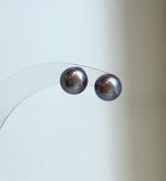 Elly’s 8.8mm Purple Freshwater Pearls Earrings Studs: Extreme luster Mirrored, S925 silver minimalist earrings studs.