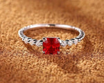 lab ruby gemstone Sterling silver ring