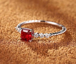 lab ruby gemstone Sterling silver ring