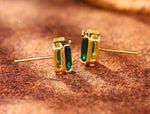 vivid green lab emerald gemstone sterling silver earrings