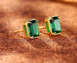 vivid green lab emerald gemstone sterling silver earrings