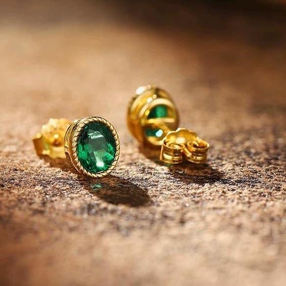 lab emerald vivid green gemstone sterling silver earrings