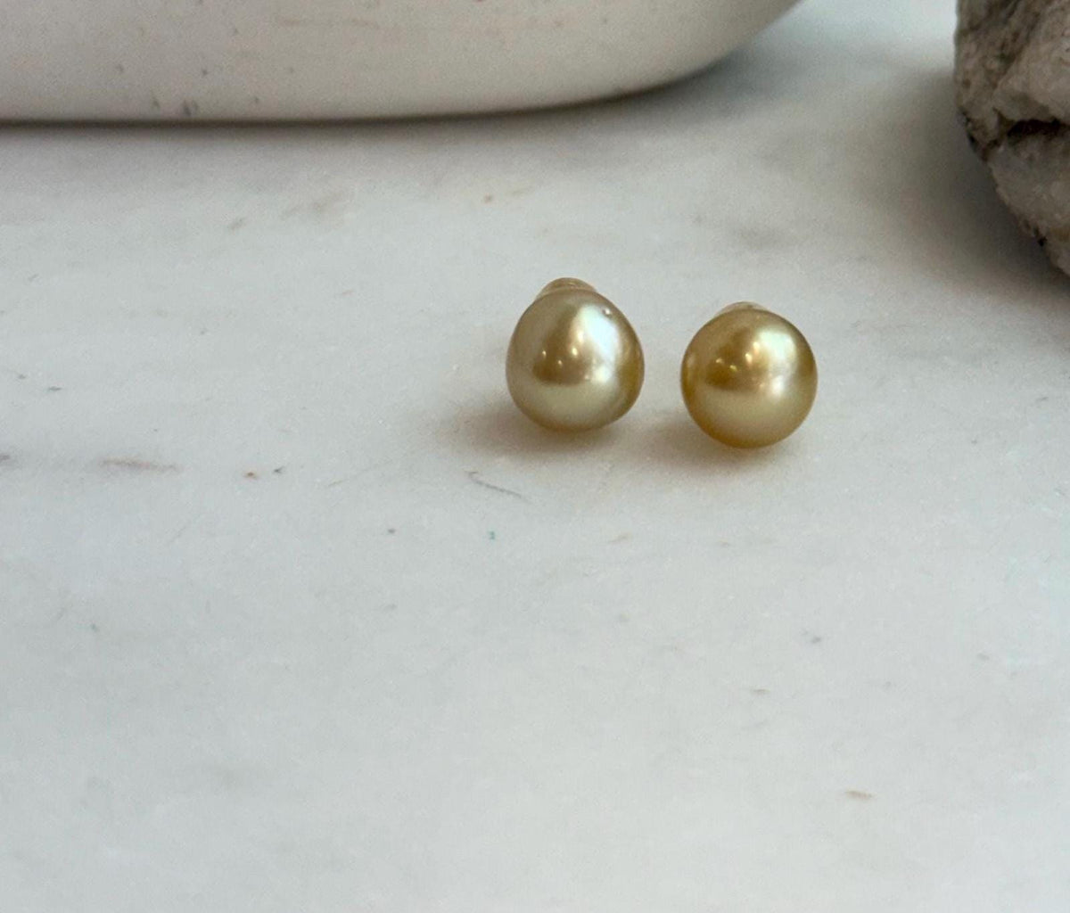deep tea gold south sea golden ocean pearls earrings studs for her