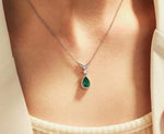 vivid green lab emerald sterling silver Moissanite pendant
