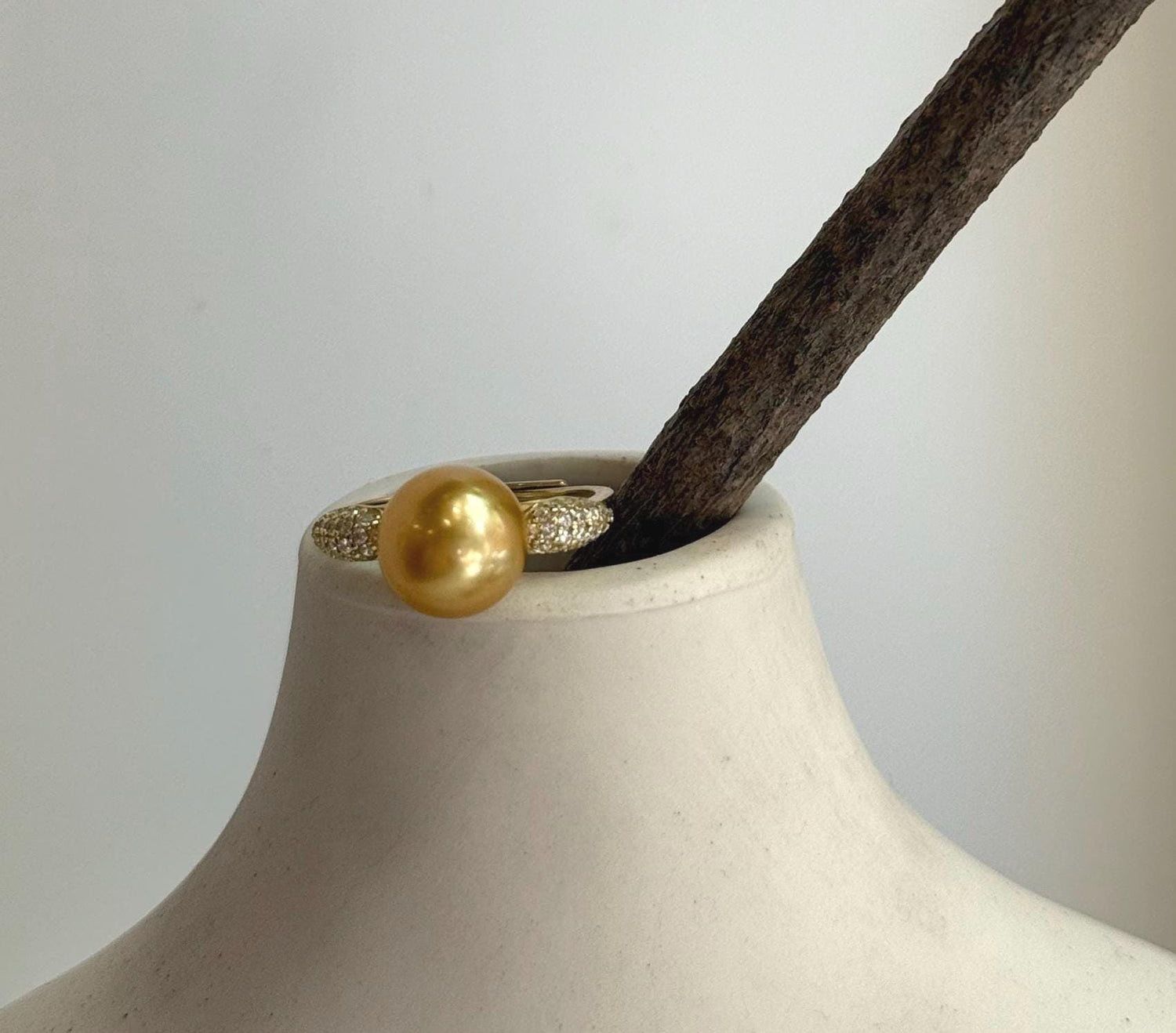 South sea deep golden ocean pearl Sterling silver daily office ring